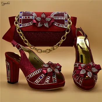 Elegantné šampanské farebné svadobné/strana čerpadla topánky a kabelky sady módne sandále so taška pre lady 888-1