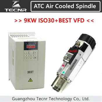 9KW ATC Automatickú výmenu nástrojov vretena Auta 220V 380V vzduchom chladený vreteno ISO30 24000RPM a NAJLEPŠIE menič VFD FC300