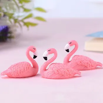 2ks/Set Micro Flamingo Miniatúrne Sošky Zvierat, Ozdoby 2cm*3 cm DIY Rozprávková Záhrada Malých prevádzok Domáce Dekorácie