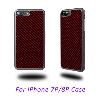 Plnú Ochranu Shockproof Prípade pre 7 Plus 8 Plus Zadný Kryt TPU + Real Red Carbon Fiber pre iPhone 7Plus 8Plus Prípade
