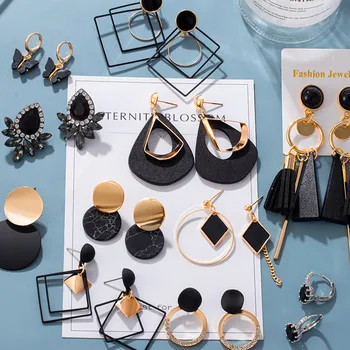 Kórejské Vyhlásenie Náušnice Pre Ženy 2020 Módne Vintage Čierna Arcylic Zlato Geometrické Strapec Drop Earings Žena Brincos Šperky
