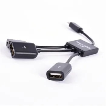 Výkon Nabíjania klávesnica, myš, čítačka kariet 3Port Micro USB OTG Hub Host Kábel Pre Samsung Sony