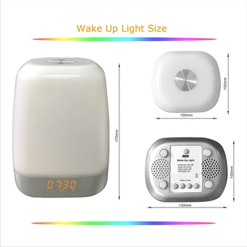 Wake Up Svetlo Vedľa Lampy Budík s Východom Simulácia Snímača Tlaku Multicolor Stmievateľné Nočné Svetlo