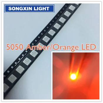 50pcs SMD 5050 LED Čip Oranžová/Žltá Ultra Jasné LED Svetlo Emitujúca Dióda Lampa SMT Povrchová Montáž Perličiek