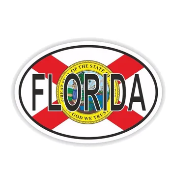 Kreatívne Florida Kód Krajiny Kotúča, Oválne, Auto Nálepky, Reflexné, Nepremokavé opaľovací Krém Anti-UV Módne Pvc 10 cm X 6.8 CM