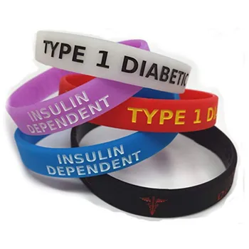 1pc TYP 1 DIABETICKÁ Medikovaných silikónový Náramok Inzulínu diabetes Závislý ZDRAVOTNÉ POVEDOMIE, UPOZORNIŤ NÁRAMOK