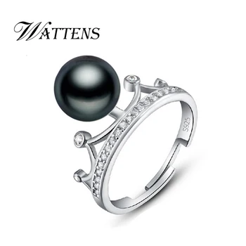WATTENS NOVÉ Módne pearl šperky,pravá prírodná perla krúžok,Koruna prstene pre ženy,snubné prstene ,darčeková krabička