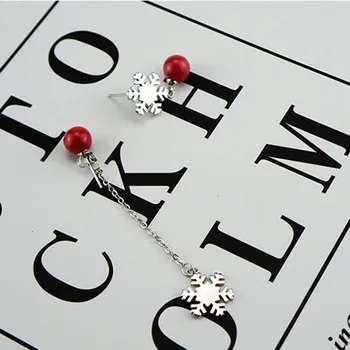 2020 Módne Šperky Nový Asymetrický Dlhý Strapec Pearl Snowflake Vianočné Náušnice Brincos Stud Náušnice Pre Ženy