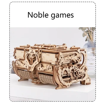 3D Zmontované Kreatívne HOBBY Puzzle Drevené Mechanický Prenos Šperky Box na Hračky D08F