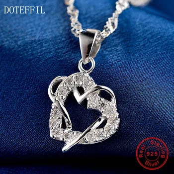 Hot Predaj 925 Sterling Silver Ženy Módny Náhrdelník Srdce Prívesok Strieborný Náhrdelník Kúzlo Šperky