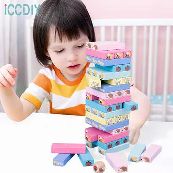 Detské puzzle stohovanie vysoké čerpanie stavebné bloky pre dospelých vrstvenie rodič-dieťa hra Jenga doskové hry, hračky