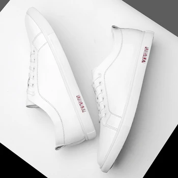 2019 nové pánske topánky bežné pravej kože male byty tenisky biela čierna topánka muž pohodlné topánky platformu pre mužov hot predaj