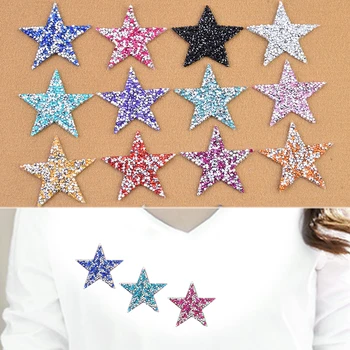 Móda 1 ks Oblečenie Pentagram Star Crystal Banner Patch Nálepky, Lepiace Populárne Príslušenstvo Horúce, Vŕtanie Svietiace Fashion