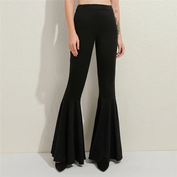 Vintage Ženy Svetlice Nohavice Plus Veľkosť 3XL Bežné Vysoký Pás Skladaný Slim Jeseň Žena jednofarebné Nohavice