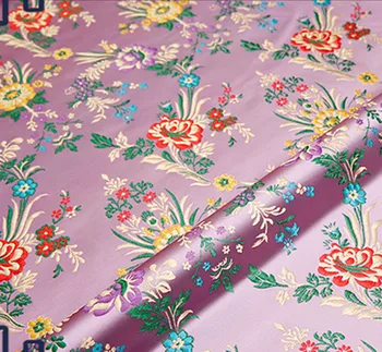 Fialová kvetinový Brocade Textílie Damašku, Žakárové Oblečenie Kostým Čalúnenie Nábytku remesiel patchwork vankúš textílie 75 CM*50 CM