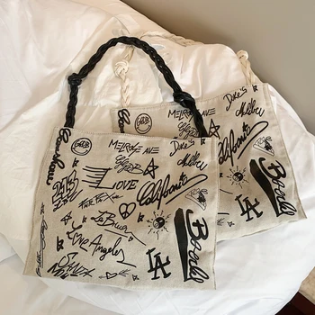 Vysoko kvalitné Veľká-kapacita Veľká Taška Ženy 2020 Nové Kreslené Tlač Módne Plátno Taška Messenger Bag v Lete Zahraničných Tote Bag
