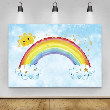 Yeele Cartoon Photocall Rainbow Cloud Sun Star Fotografie Pozadia Osobné Fotografické Pozadie Pre Photo Studio