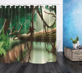 Cartoon Les Deti Sprchové Závesy Kúpeľňa Opony Anime Krajiny Nepremokavé Eco-Friendly Polyester Textílie pre Vaňou Dekor