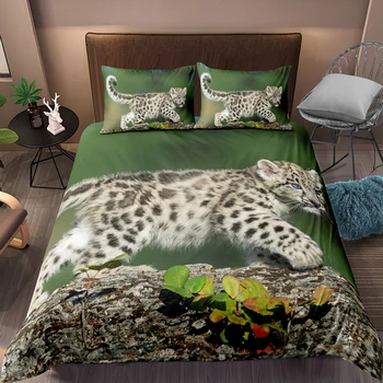 3D Leopard posteľná bielizeň Nastaviť Zviera Tlače Perinu obliečky na Vankúše Jeden Twin Kráľovná King Size Postelí Zahŕňa Obliečky Dropshipping