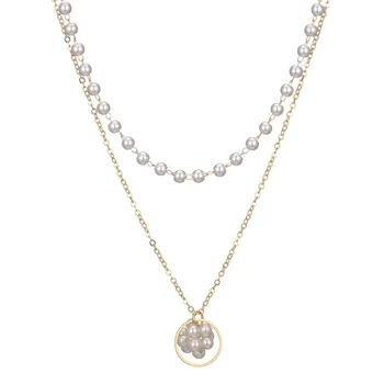 Zmysel clavicle reťazca web celebrity náhrdelník náhrdelník žena temperament jemné perly prívesok dvojitý loptu krátke osobnosti