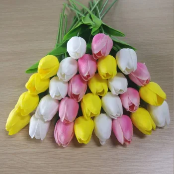 31Pcs Mini Tulipán Home Party Dekor Falošné Kvet Vysokej Kvality Kvetinové Kytice Ochrany Životného prostredia, Svadobné, Umelé Kvety