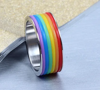 Modyle Dodanie Rainbow Krúžky Osobné Prstene pre Mužov a Ženy v Nehrdzavejúcej Ocele Predaj Prsteň Titanium Oceľové Šperky