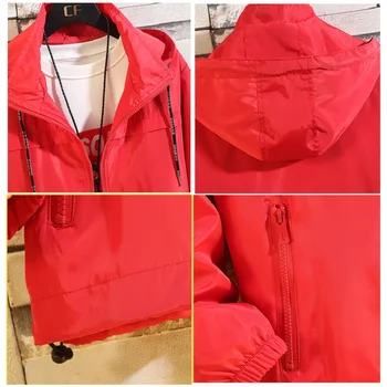 Muži Bunda Čierna Červená Šedá Bežné Pevné Farby s Kapucňou Voľné Bombardér Windbreaker Kabát Trend Hip Hop Streetwear M-8XL