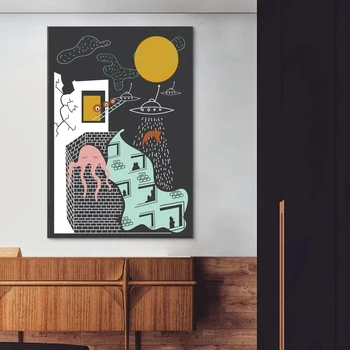 HD Tlač Fakty Mestskej Maľovanie Roztomilý Kreslený Darček Domova Plátno Plagát Modulárny Obrázky Moderná Obývacia Miestnosť Č Rám Wall Art
