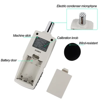 GM1352 Mini zvukomerov Decibel Meter Logger Hluku Audio detektor 30-130dB Digitálne Zvukomer S LCD Podsvietenie
