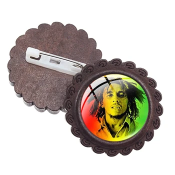 Bob Marley Jamaica Reggae Spevák Brošňa Odznak Hudobných Fanúšikov Preklopke Kolíky Sklo Cabochon Dreva Dizajn Brošne Kvalitný Darček