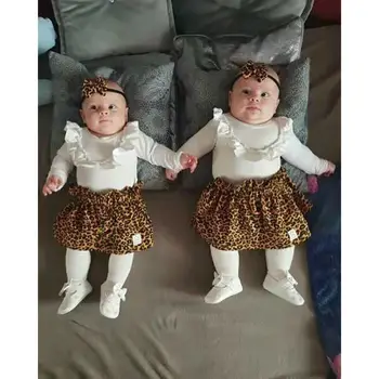 Novorodenca Dievča 0-24M Oblečenie Romper Topy+Leopard Sukne+hlavový most Bavlnené Oblečenie Set