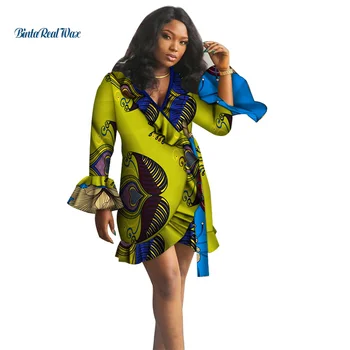 Africkej Tlače Šaty pre Ženy Bazin Riche Bavlna Ankara Prehodil podkolienok Šaty Africkej Ženy Oblečenie WY3911