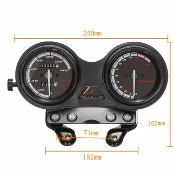 Motocykel Tachometer Rýchlomer LCD počítadlo kilometrov Meter Rozchod vhodné pre YAMAHA YBR125 24 cm x 16,5 cm x 6typ Motocyklové Príslušenstvo