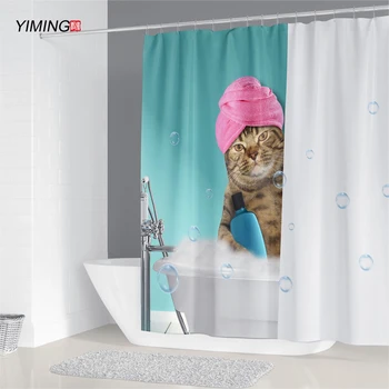 180x200cm kúpeľňa opony rôznych cute cat tlač sprchový záves domáce dekorácie kúpeľňa s hákom Vaňa opony