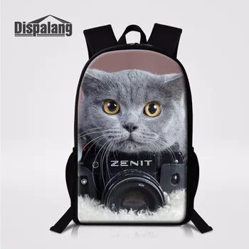 Dispalang 16-palcové Detí, Školské tašky Bežné Ženy Cestovný Batoh Cute Pet Mačka 3D Tlač Daypack Areáli Batohy Sac Dos