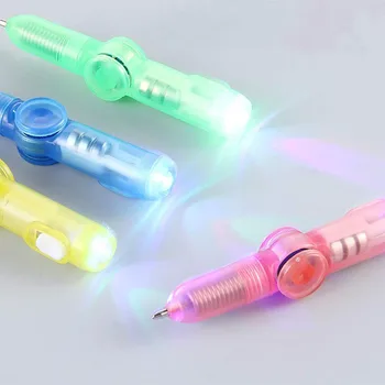 2v1 LED Farebný Svetelný Spinning Pero Koľajových Pero Guľôčkové Pero Vzdelávania Kancelárske potreby Náhodné Farby