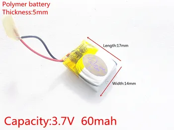 3.7 V,60mAH,501417 PLIB; polymer lithium ion / Li-ion batéria pre GPS,mp3,mp4,mp5,dvd,model hračka