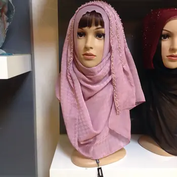 Moslimské Ženy Šifón Lištovanie Ružová Jednoduché Nosenie Šatky Islamskej Khimar Hidžáb Úplné Pokrytie pokrývku hlavy Dievčaťa Spp Veľké Veľkosti YSS1406