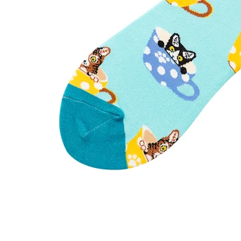 Muži Bavlna Šťastný Ponožky Potravín, Pizza Syr Pohár Mačka V Pohode Mäkké Farebné Módne Zábavné Ponožky Pre Dospelých Bežné Posádky Ponožky Jeseň Zima