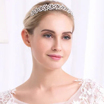 SSYFashion Nové Nevesta Koruny Svadobné Šperky vyrábané Ručne Silver Pearl Drahokamu pokrývku hlavy pre Ženy, Doplnky do Vlasov