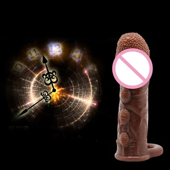 Opakované použitie Kondómu Realistický Penis Rukáv s Penis Krúžok Kohút zväčšovacieho prístroja Penis Extender Dospelých Čase Oneskorenia, Sexuálne Hračky pre Mužov Muž