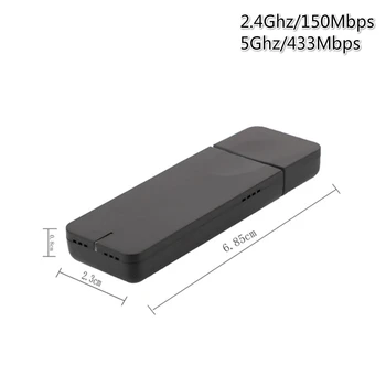 802.11 AC 600Mbps Wifi USB Mini MTK7610 2.4 g/5.8 g Dual Band 500 Metrov Dlhého Dosahu Wifi Adaptér
