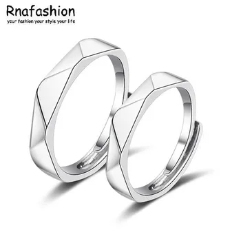 RNAFASHION Striebro 925 Prstene pre Ženy Klasický Jednoduchý Dizajn Zapojenie Pár Krúžok Svadobné Šperky