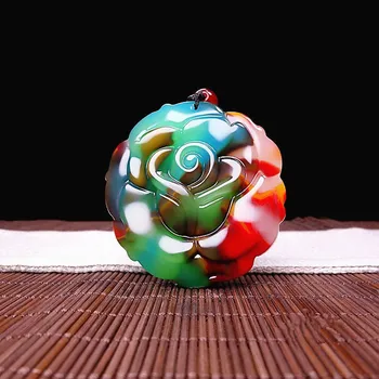 Prirodzené Farby Jade Ruže Kvet Prívesok Náhrdelník Čínsky Ručne Vyrezávané Kúzlo Šperky, Módne Amulet Príslušenstvo pre Mužov, Ženy, Darčeky