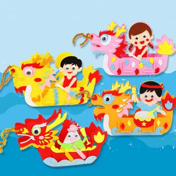 1set Nové DIY Deti Príručka Loď Dragon 3D Modelu Deti Ručné Boat Race Hračky Deti Non Tkané Predškolského Umenie, Remeslo Hračky Darček