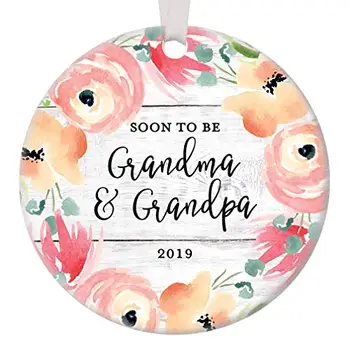 Čoskoro Babička & Děda Vianočné Keramické Ornament S,Darček Pre starých rodičov v roku 2019 1. Tehotenstvo Odhaliť Vianoce, Nový Rodičov