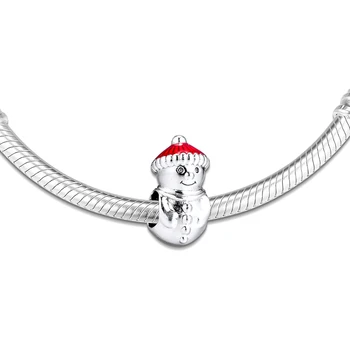 Hodí sa pre Pandora Prívesky Náramky Snehuliak & Vianočné Hat Korálky 925 Sterling Silver Šperky Doprava Zadarmo