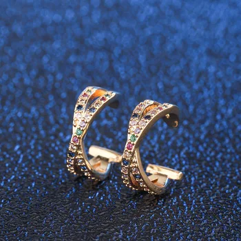 1Pair Nastaviteľné Cz Chrupavka Ucha Putá Bez Piercing, Náušnice Pre Ženy Farebné Crystal C Tvarované Earcuffs Piercing Šperkov