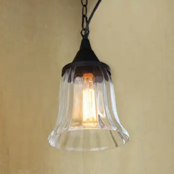 Retro Visí číre sklo pohár Prívesok Lampa s Edison žiarovka|Kuchyňa Svetlami a Svetlami, Skriňa,
