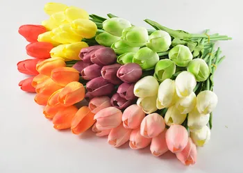 2pc PU Tulipán Umelý Kvet Skutočný Dotyk Kvety, Domáce Dekorácie, Svadobné PU Umelé kytice Dekoratívne Kvety